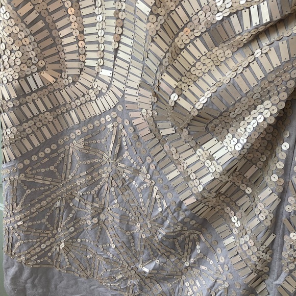 Soft surrounding silver gray sequined tunic top or dress. Petite large PL - Picture 4 of 11